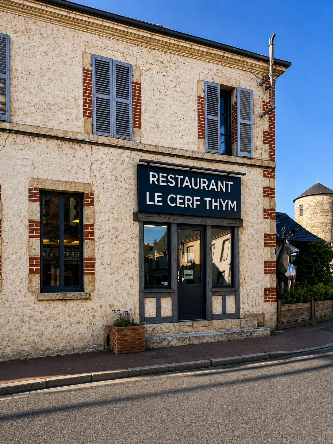 Le restaurant et la sculpture